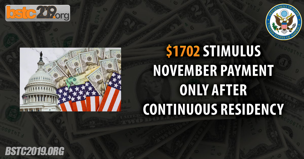 $1702 Stimulus November Payment Only After Continuous Residency